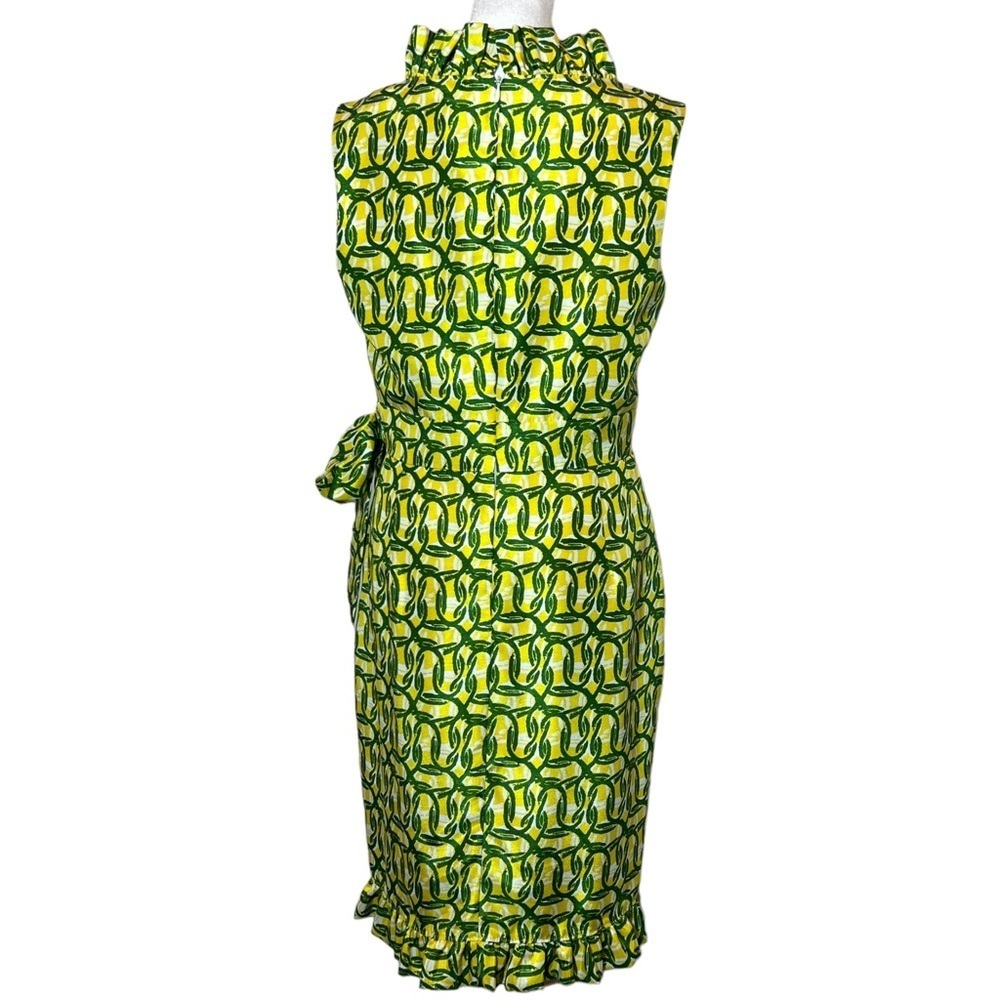 Alex Marie Sleeveless Faux Wrap Green Yellow Dress, 8 Petite - Picture 3 of 9